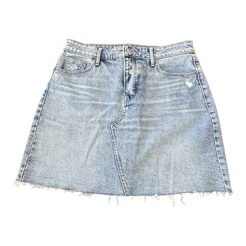 Old Navy High-Waisted Secret-Slim Pockets Button-Fly Cut-Off Jean Skirt Size 8